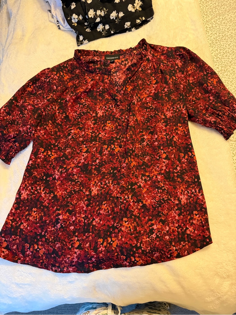 Fortune Ivy Red Floral Blouse